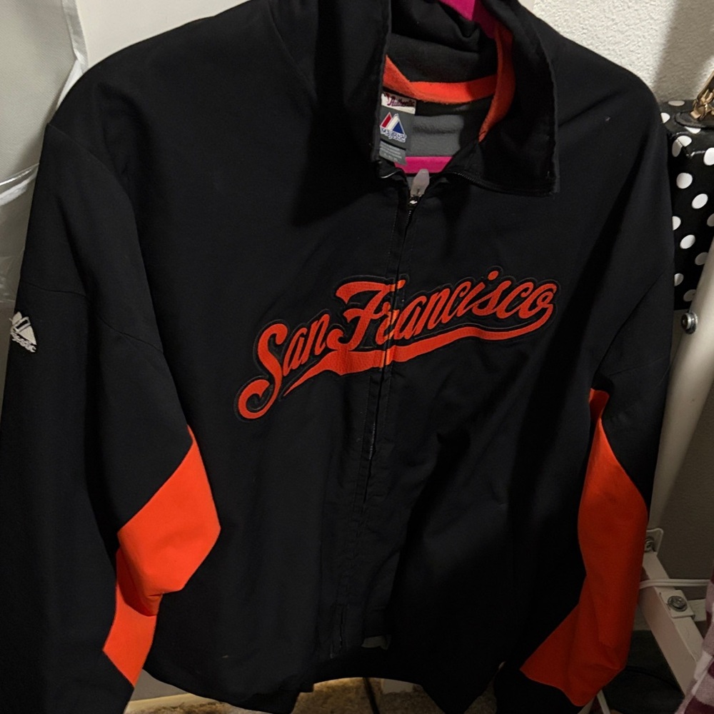 Vintage Majestic Black and Orange San Francisco Giants Script Jacket
